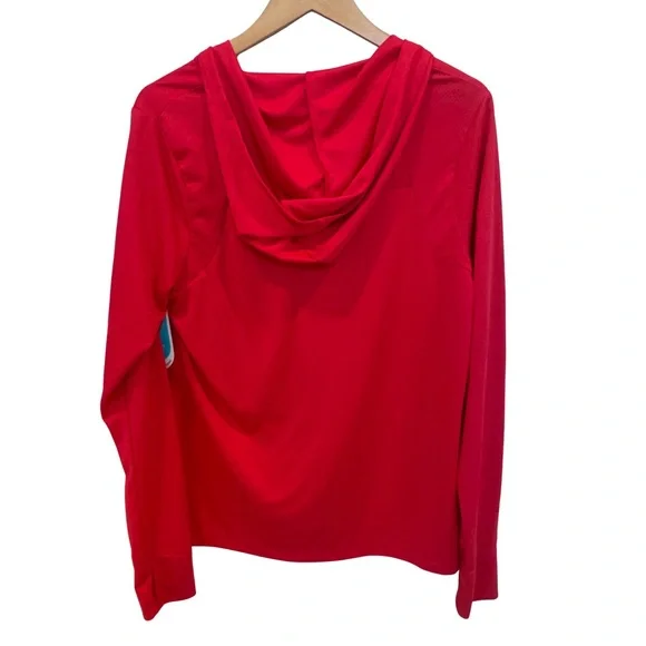 Be Inspired Geo Track Hoodie Pullover Coral Casa XL Thumbholes NWT $44 Women’s - Picture 2 of 6